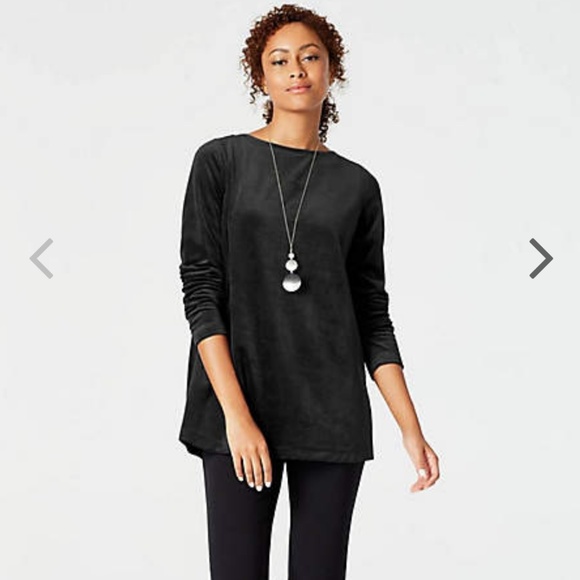 J. Jill, Tops, Pure Jill Velour Boatneck Tunic Black